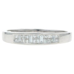 Weißgold Diamant Männer Hochzeit Band 14k Baguette & Prinzessin .50ctw Ring