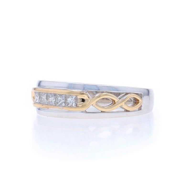 White Gold Diamond Men's Wedding Band - 14k Princess .50ctw Five-Stone Ring In Excellent Condition For Sale In Greensboro, NC