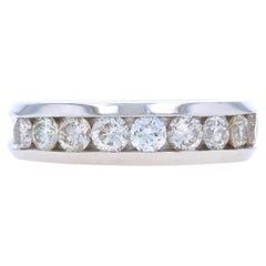 White Gold Diamond Men's Wedding Band - 14k Rd 1.08ctw Channel Set Ring Sz 6 3/4