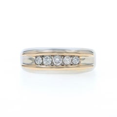 White Gold Diamond Men's Wedding Band 14k Round .50ctw Five-Stone Ring SZ 11 3/4