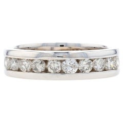 Antique White Gold Diamond Men's Wedding Band, 14k Round Brilliant 1.00ctw Ring