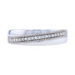 Weißgold Diamant Herren Ehering, 14k runder Brillant .10ctw Milgrain Ring