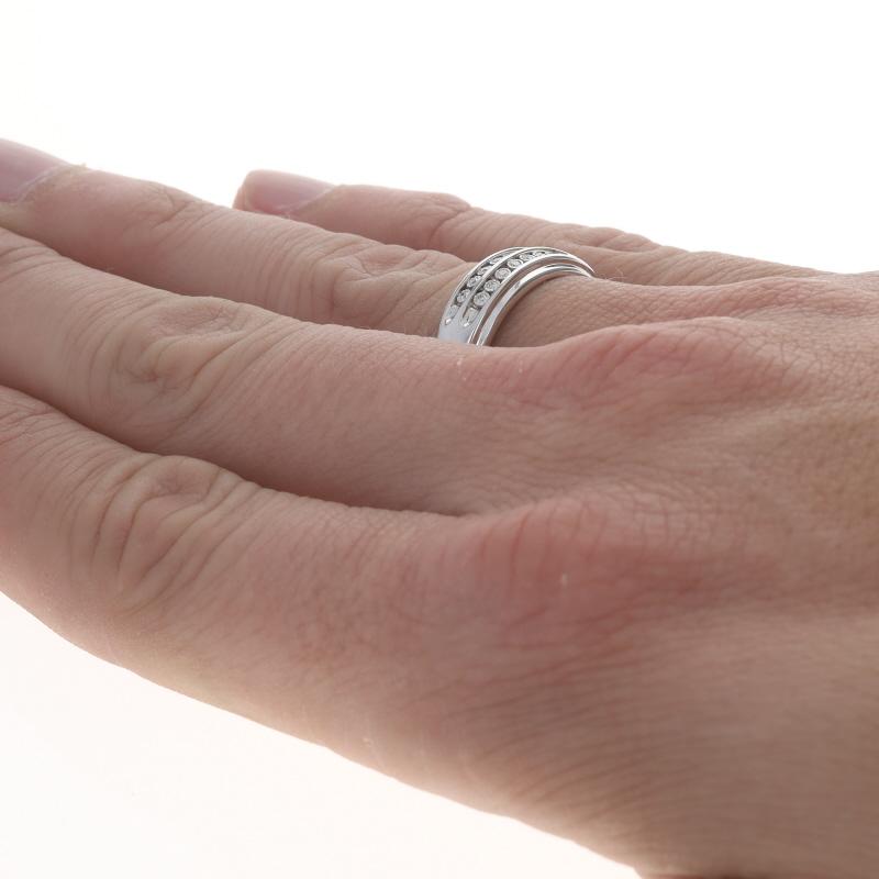 White Gold Diamond Men's Wedding Band - 14k Round Brilliant .14ctw Ring 1
