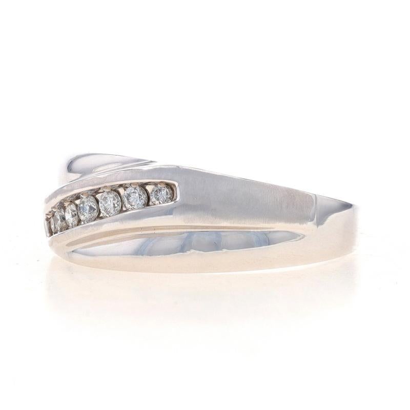 Weißgold Diamant Männer Hochzeit Band - 14k Runde Brillant .25ctw gebürstet Ring (Rundschliff)