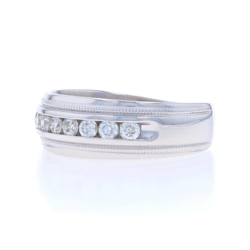 Weißgold Diamant Männer Hochzeit Band - 14k Runde Brillant .50ctw Milgrain Ring im Zustand „Hervorragend“ im Angebot in Greensboro, NC