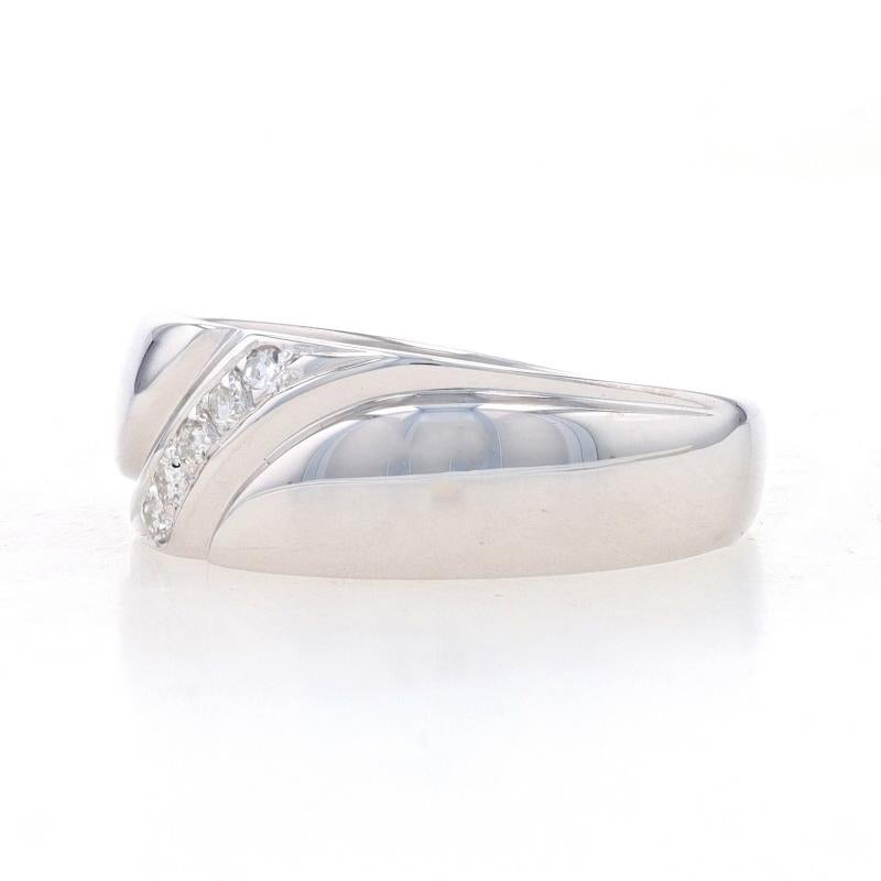 White Gold Diamond Men's Wedding Band - 14k Single Cut .15ctw Five-Stone Ring For Sale 1
