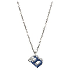 White Gold Diamond Mini Navy Initial B Pendant