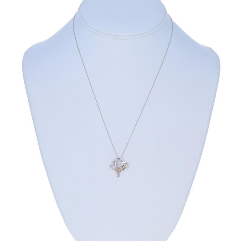 Taglio singolo Collana Duo Cuore Mamma con Diamante in Oro Bianco 18