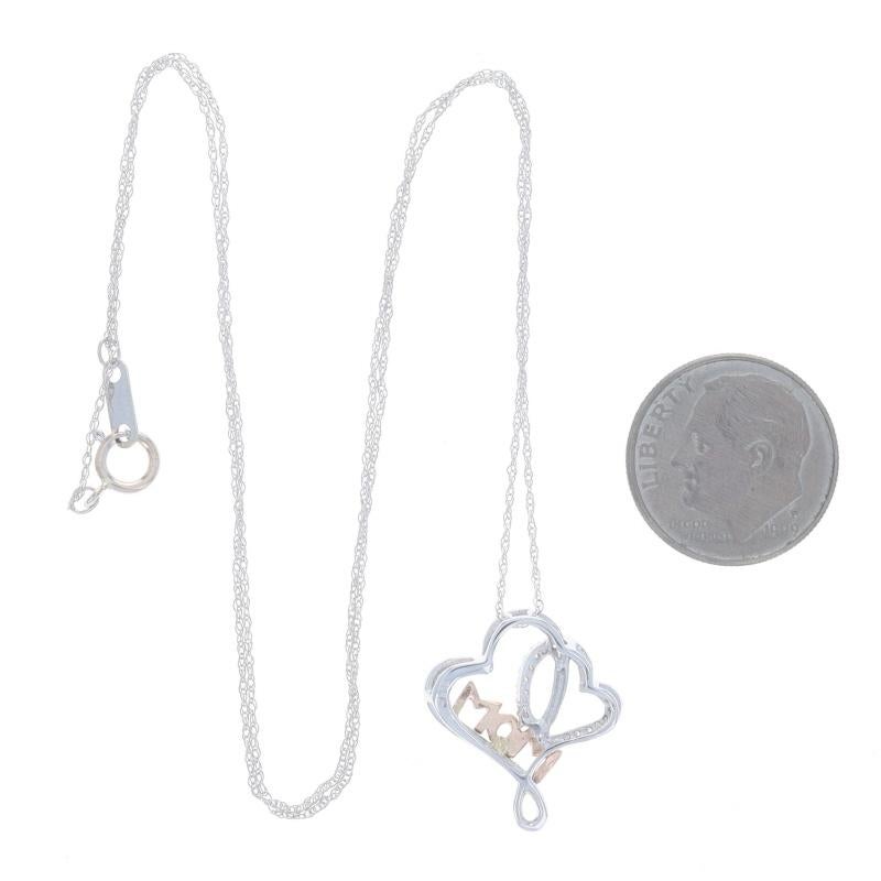 Collana Duo Cuore Mamma con Diamante in Oro Bianco 18