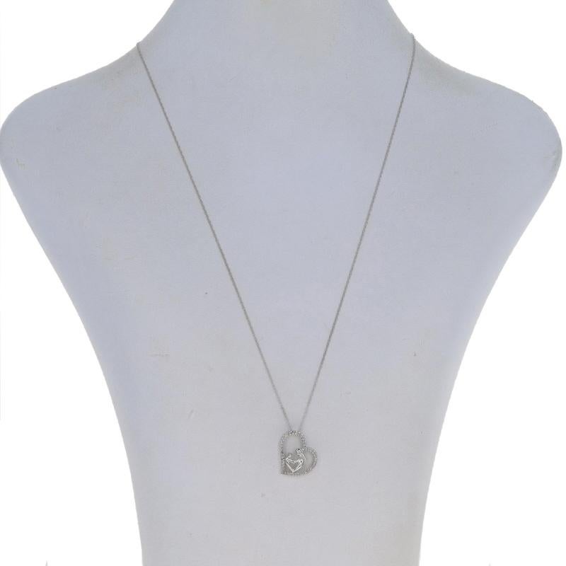 Taille ronde Collier cœur de mère et d'enfant en or blanc 18