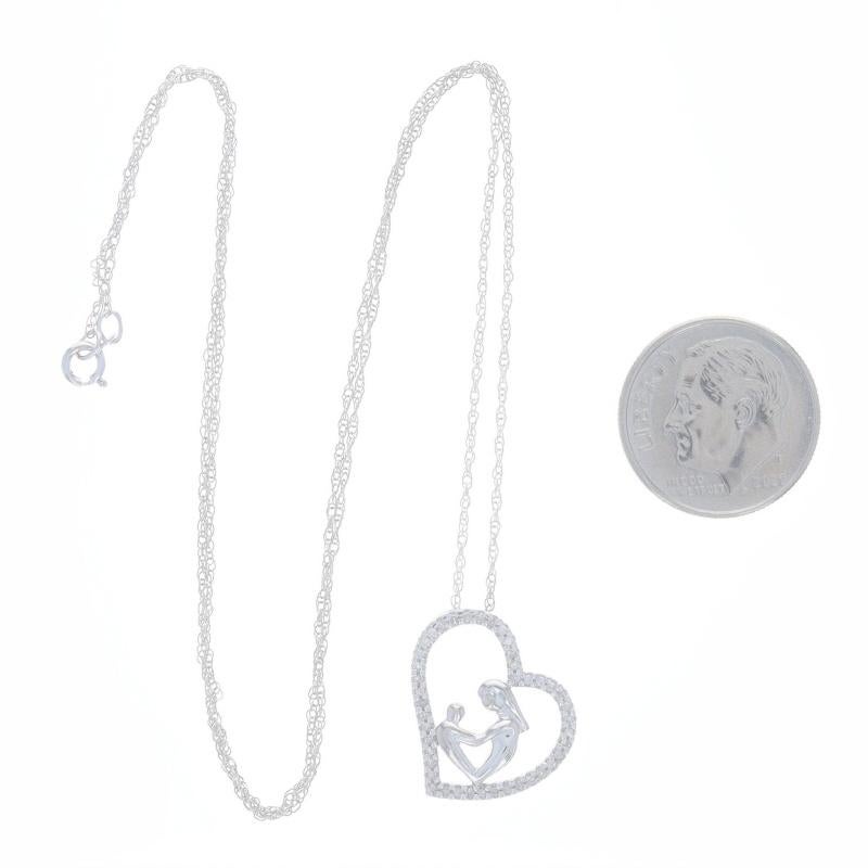 Collier cœur de mère et d'enfant en or blanc 18