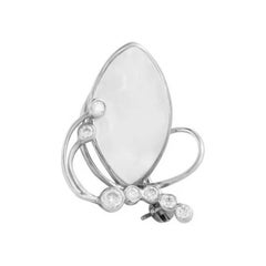 White Gold Diamond & Mother of Pearl Brooch For Her