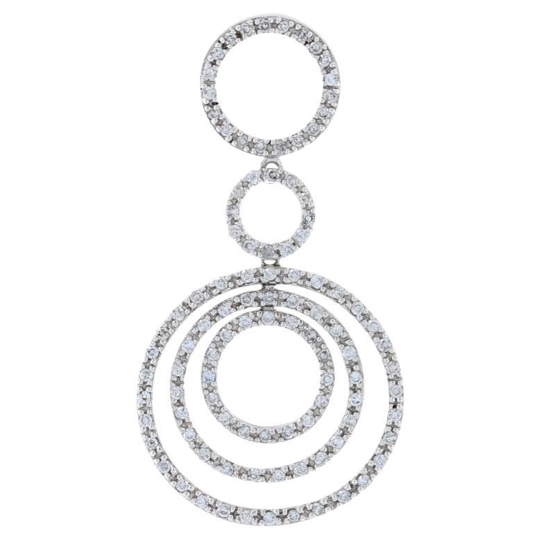 White Gold Diamond Multi-Circle Eternity Drop Pendant, 14k Round Cut 1.00ctw For Sale