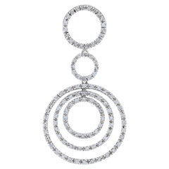 Vintage White Gold Diamond Multi-Circle Eternity Drop Pendant, 14k Round Cut 1.00ctw