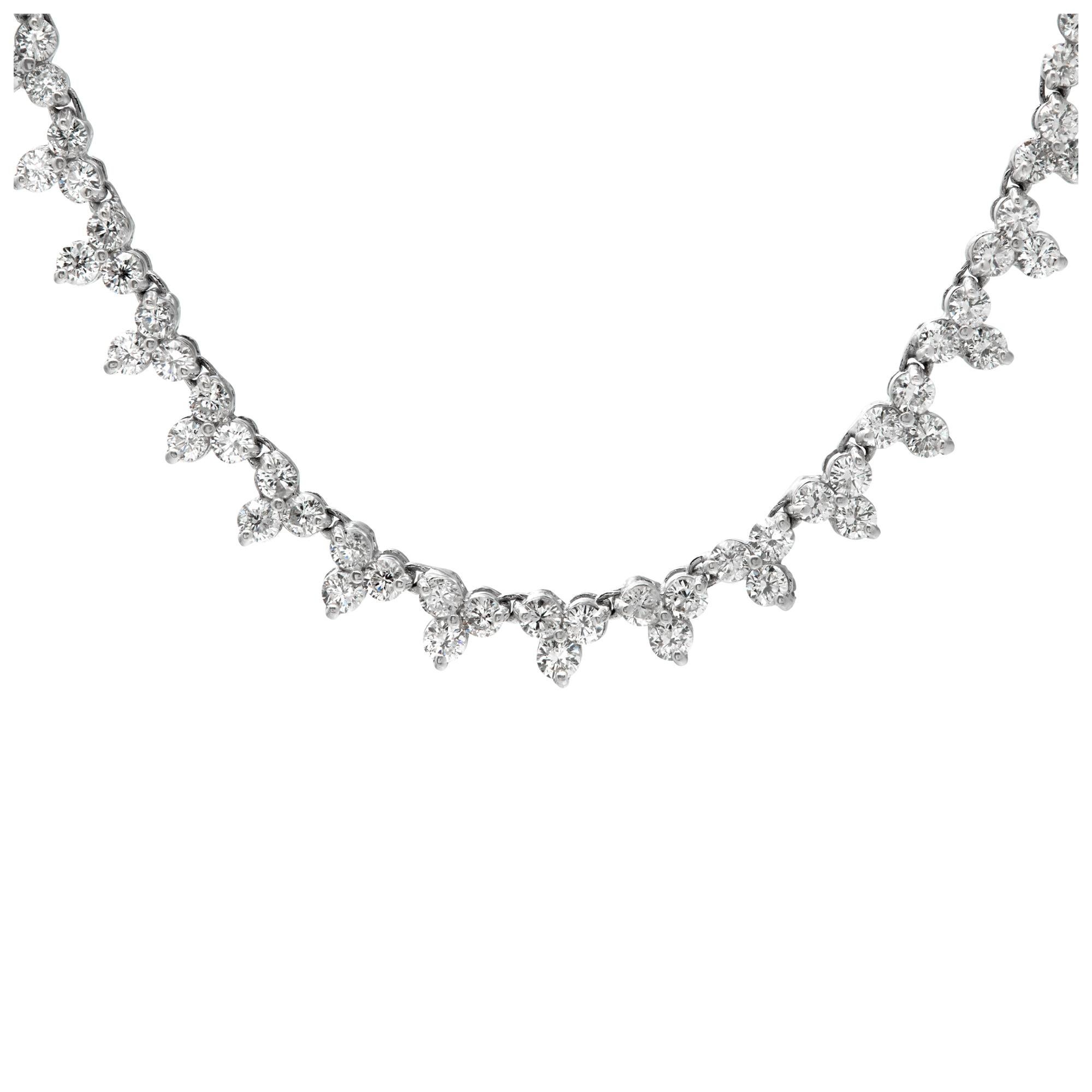 Diamond necklace in 14k white gold with 2.53 carats in round brilliant cut diamonds (G-H Color, VS Clarity). Length 17 inches.
