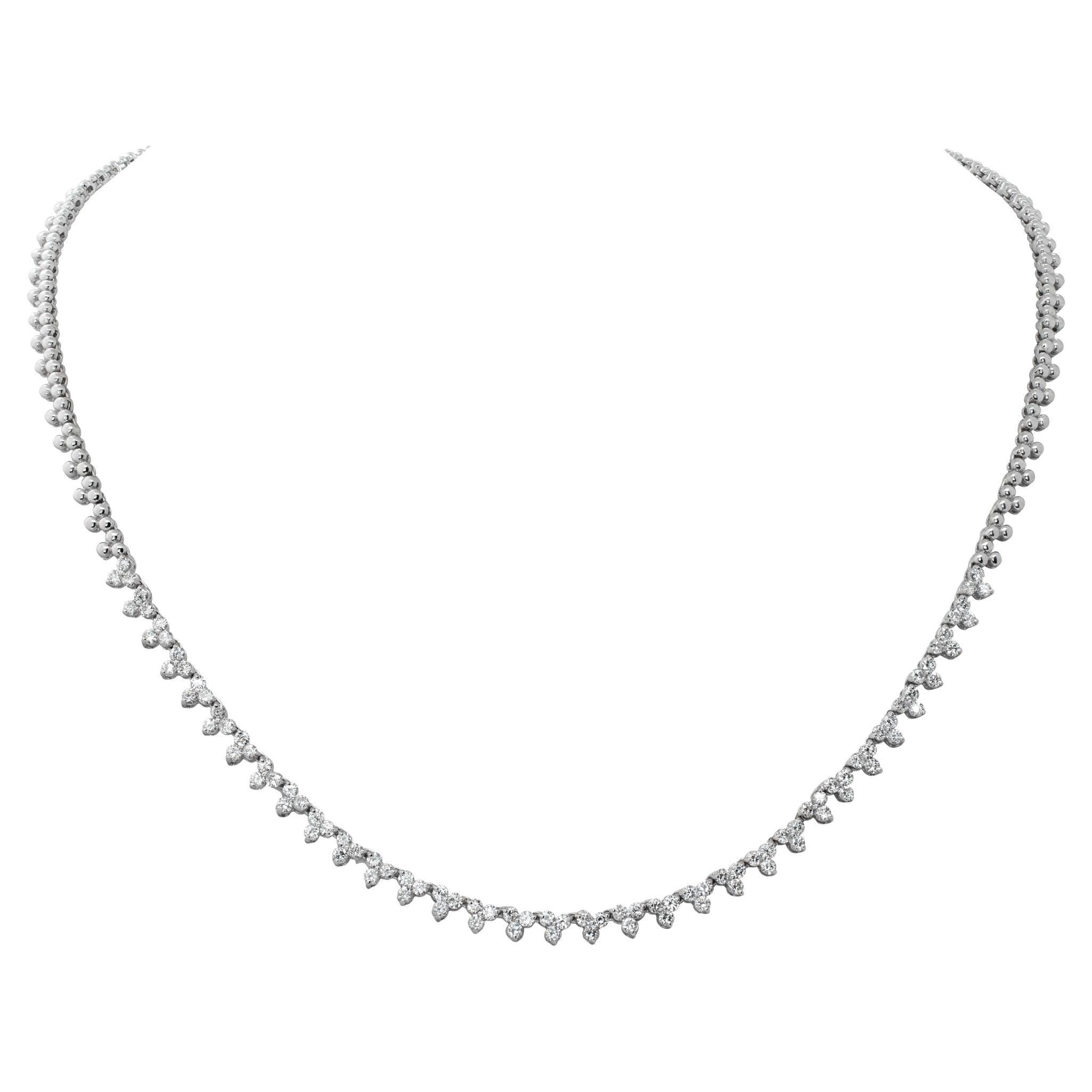 White gold diamond necklace with round brilliant cut diamonds For Sale