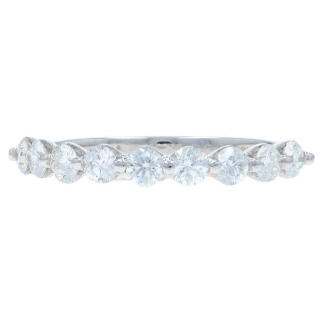 Bandeau à neuf pierres en or blanc - Bague 14k à diamants ronds et brillants de 0,65ctw