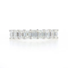 White Gold Diamond Nine-Stone Band - 18k Emerald 1.73ctw Wedding Ring