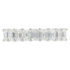 White Gold Diamond Nine-Stone Band - 18k Emerald 1.73ctw Wedding Ring