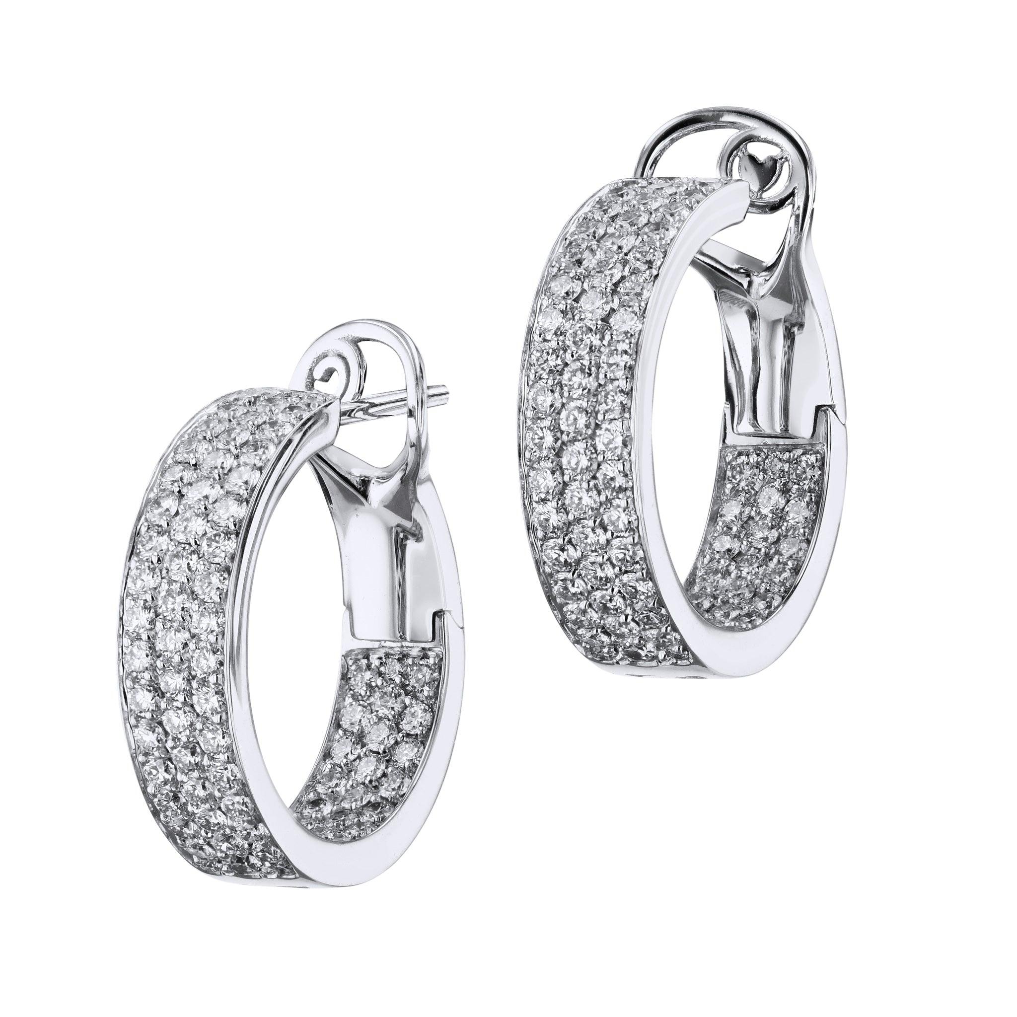 White Gold Diamond Pave Inside-Out Hoop Earrings In New Condition For Sale In Miami, FL