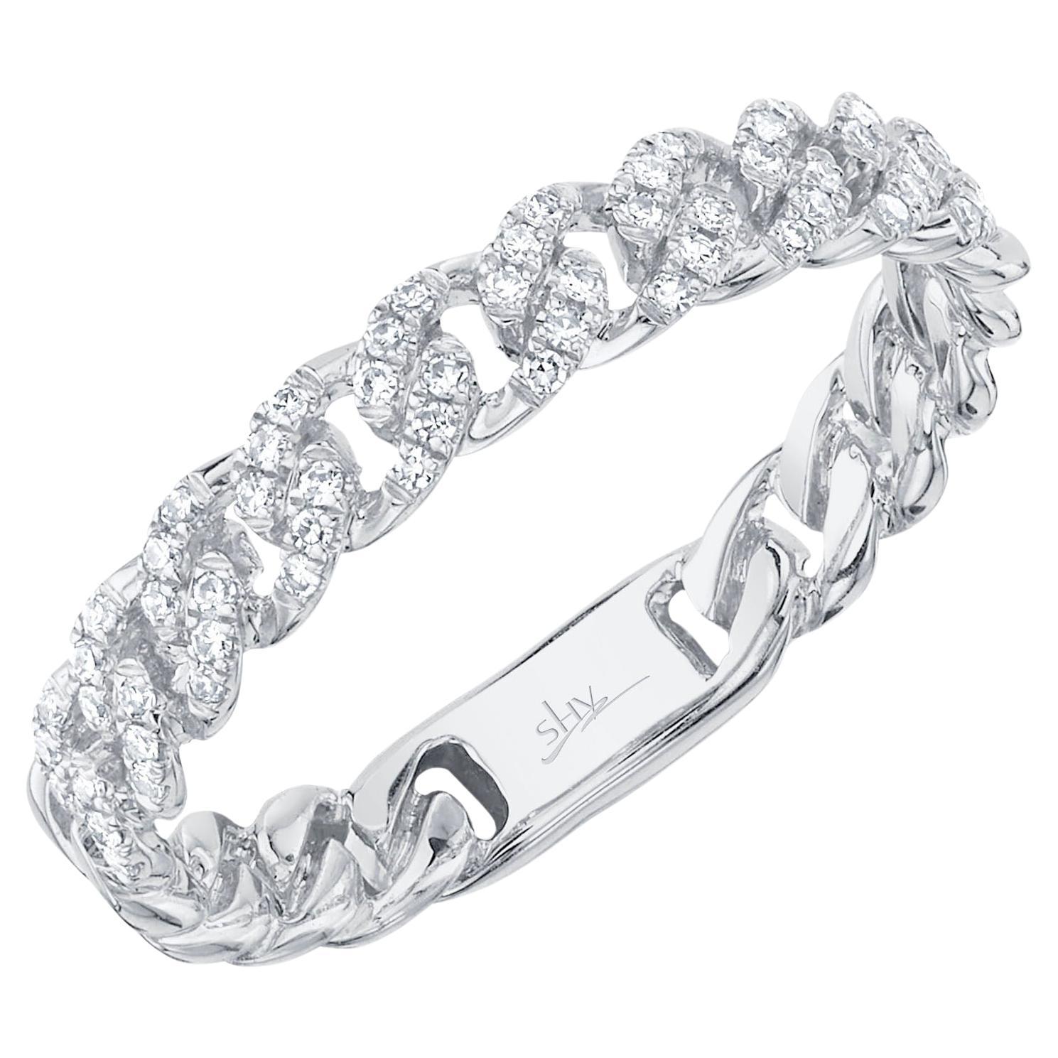 White Gold Diamond Pave Link Ring For Sale