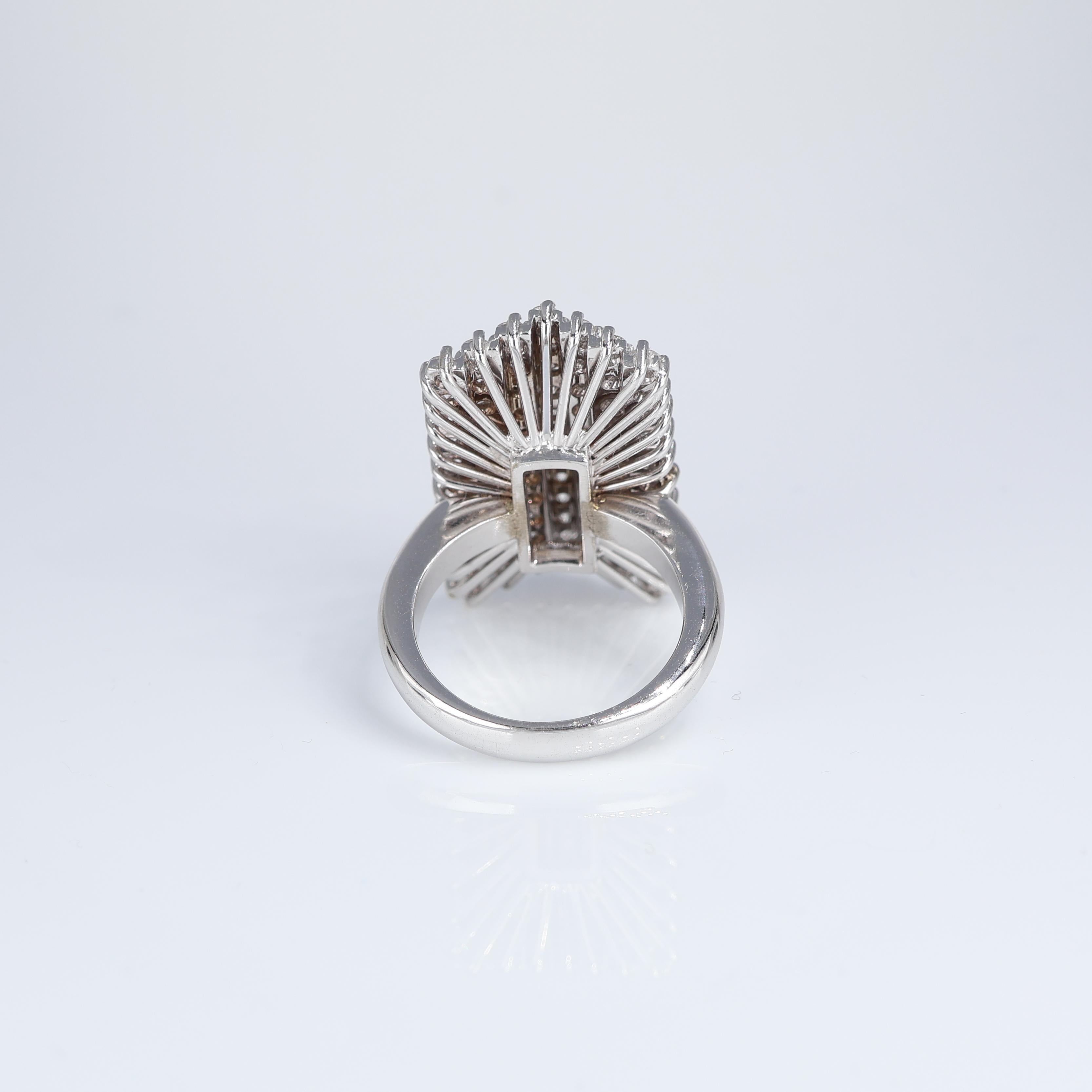 Women's or Men's White Gold Diamond Pave Rectangular Statement Ring For Sale