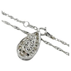 White Gold Diamond Pear-Shaped Pendant Necklace