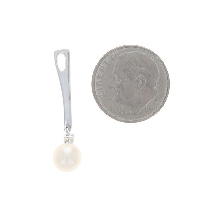 Ciondolo con diamante e perla in oro bianco - 14k Brilliante rotondo 1.00 In condizioni ottime in vendita a Greensboro, NC