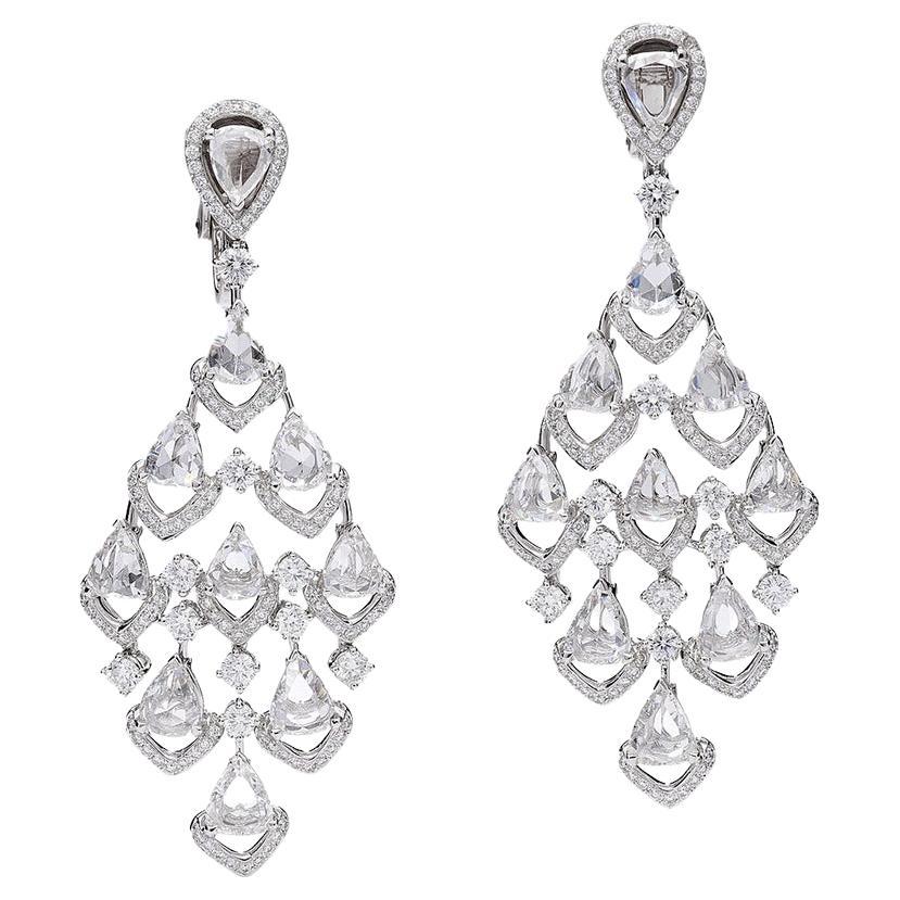 White Gold Diamond Pendant Earrings For Sale
