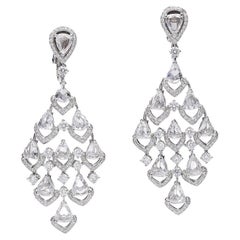 Boucles d'oreilles pendantes or blanc et diamant