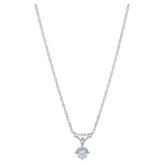 Collier pendentif diamant en or blanc 15" - 14k Round Brilliant .16ctw