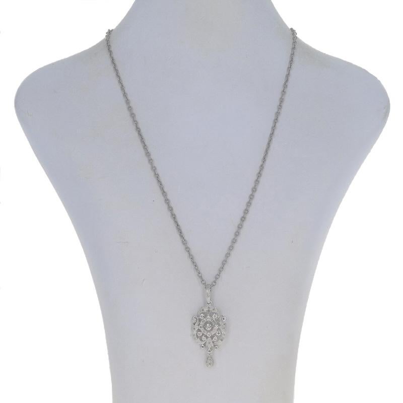 Taglio rotondo Collana con ciondolo in oro bianco da 17 3/4