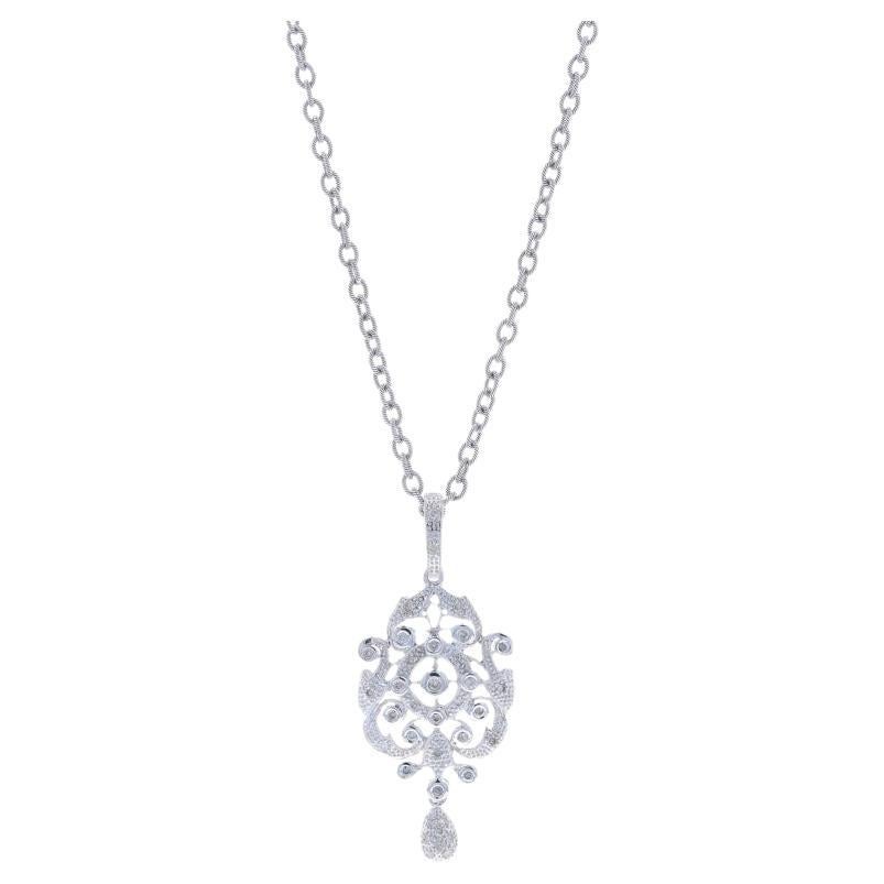 White Gold Diamond Pendant Necklace 17 3/4" - 14k Round Brilliant .57ctw