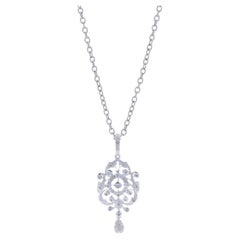 White Gold Diamond Pendant Necklace 17 3/4" - 14k Round Brilliant .57ctw