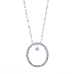 White Gold Diamond Pendant Necklace 18" - 14k Round .35ctw Eternity Oval