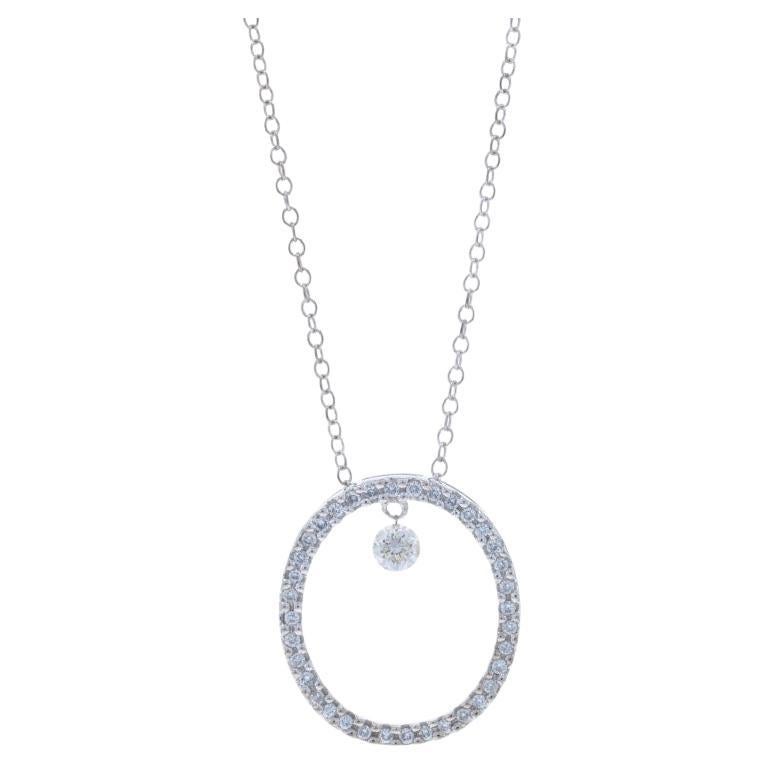 Collar Colgante de Diamantes de Oro Blanco 18" - 14k Redondo .35ctw Eternity Oval