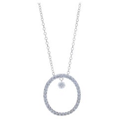 White Gold Diamond Pendant Necklace 18" - 14k Round .35ctw Eternity Oval