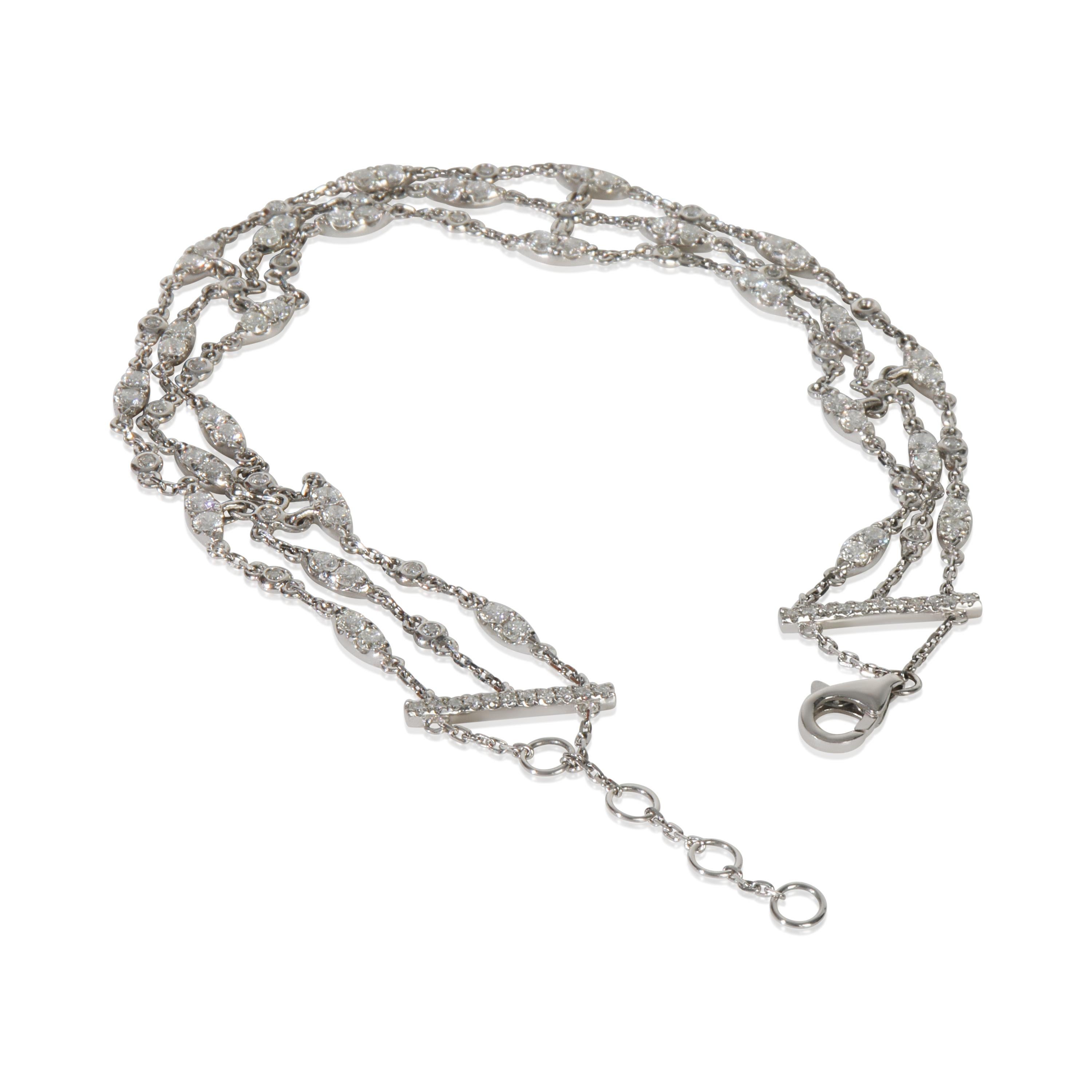 Bracciale a tre fili in oro bianco con diamante Petite In condizioni ottime in vendita a New York, NY