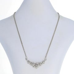 White Gold Diamond Plumeria Necklace, 14 Karat Round Brilliant .24 Carat Flowers