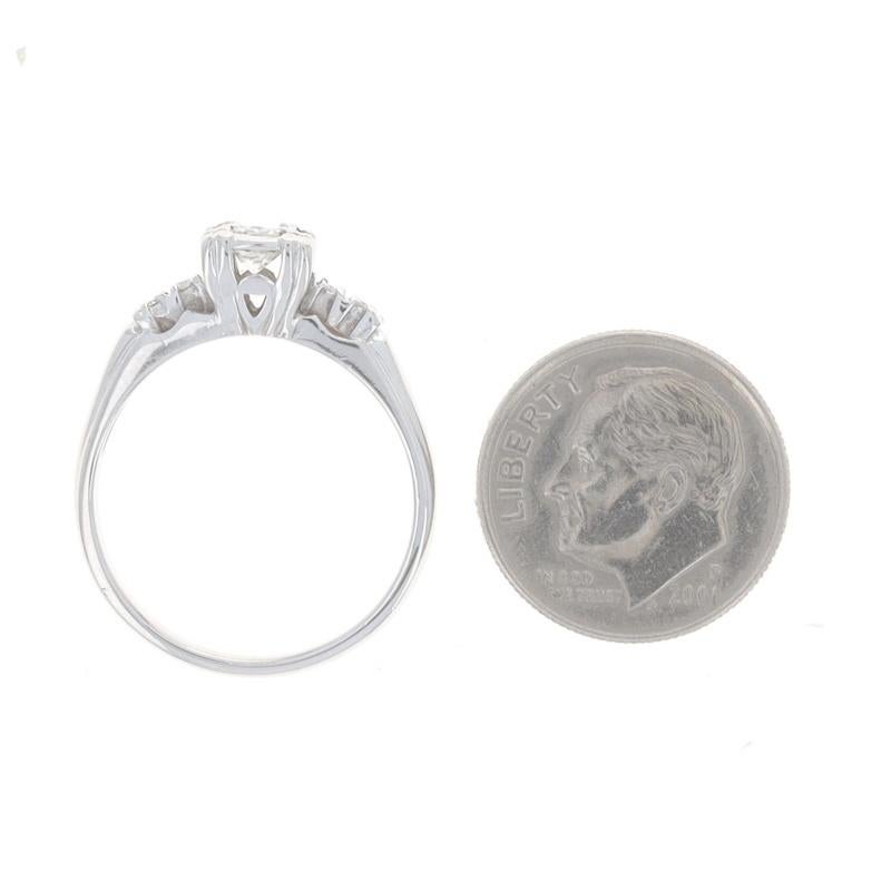 Women's White Gold Diamond Retro Engagement Ring - 14k Round Brilliant .45ctw For Sale