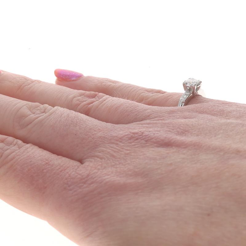 Weißgold Diamant Retro Verlobungsring - 18k Runde Brillant .41ctw Vintage By Damen im Angebot