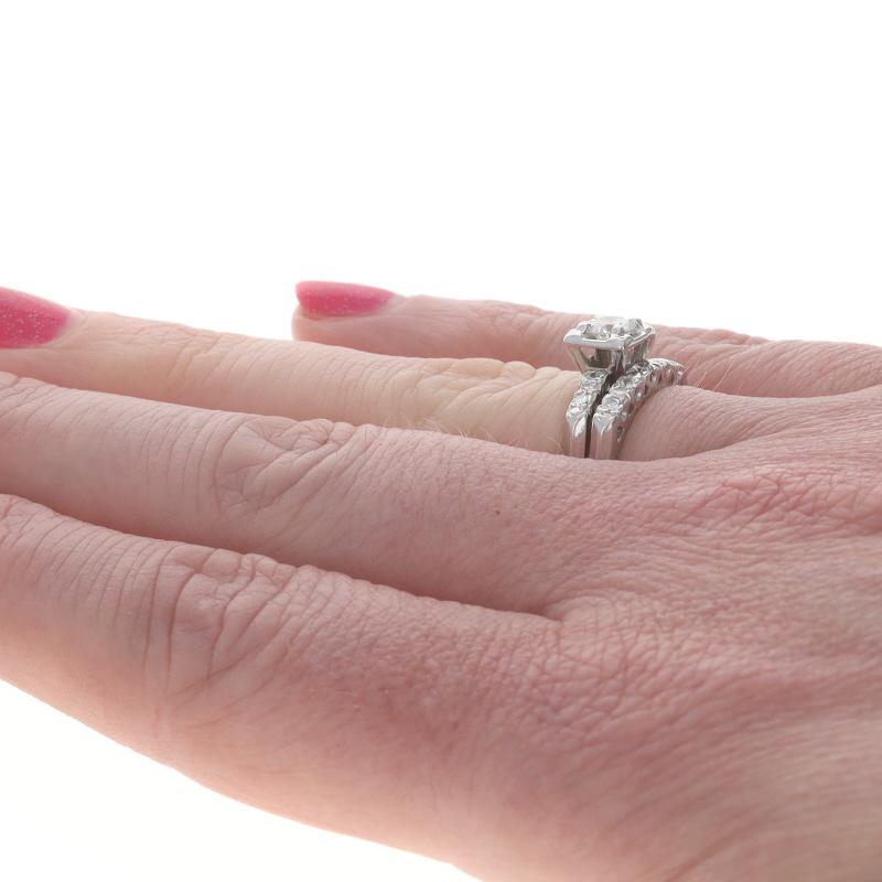 Weißgold Diamant Retro Verlobungsring & Hochzeit Band - 14k Rd .48ctw Vintage By Damen im Angebot