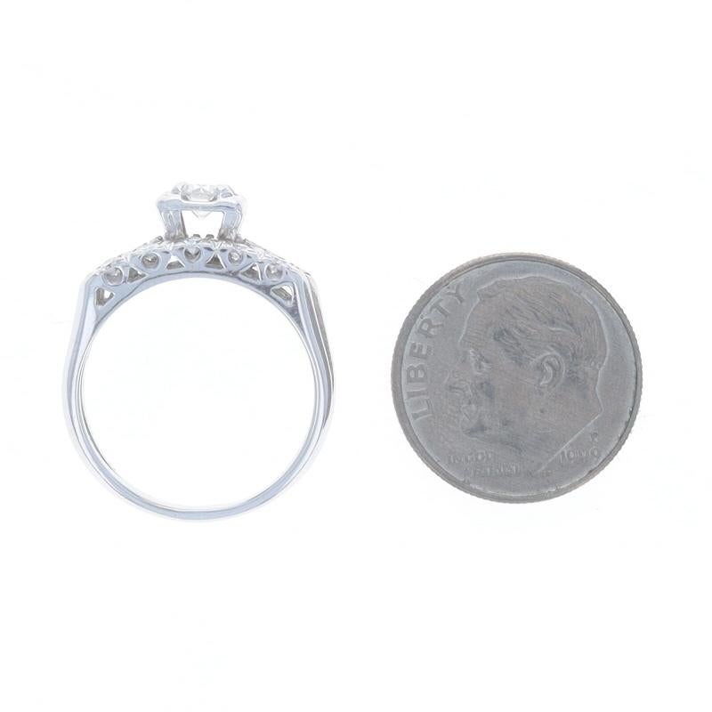 Weißgold Diamant Retro Verlobungsring & Hochzeit Band - 14k Rd .48ctw Vintage By im Angebot 1