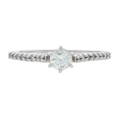 White Gold Diamond Ring, 10 Karat Round Brilliant Cut .51 Carat Cathedral