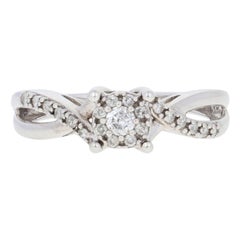 White Gold Diamond Ring, 10k Round Brilliant Cut .25ctw Engagement Halo