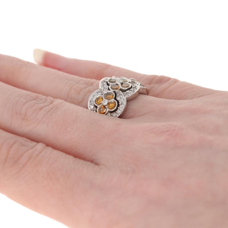 White Gold Diamond Ring, 14k Round Brilliant 1.50ctw Orange Flowers 4