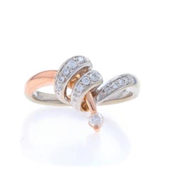 White Gold Diamond Ring - 14k Round Brilliant .30ctw Twist Loop