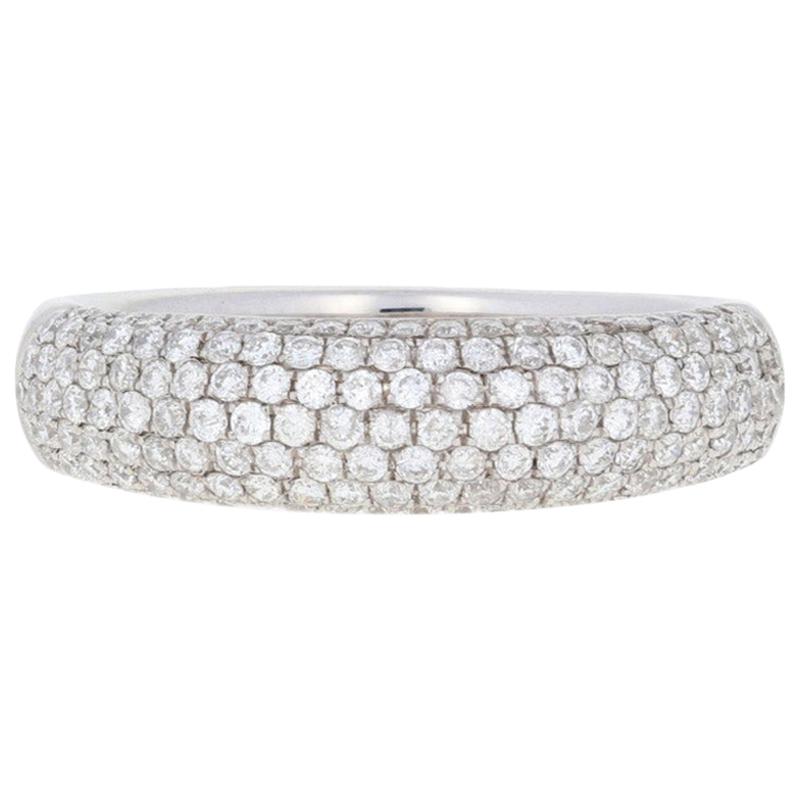 White Gold Diamond Ring, 14K Round Brilliant Cut 2/3 Carat Pave Cluster Band