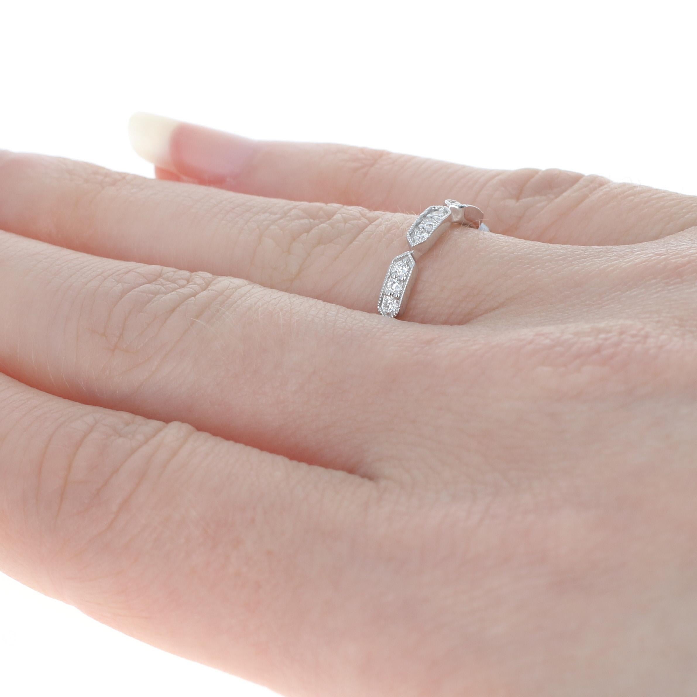 Women's White Gold Diamond Ring, 14k Round Cut .24 Carat Stackable Milgrain Wedding Band