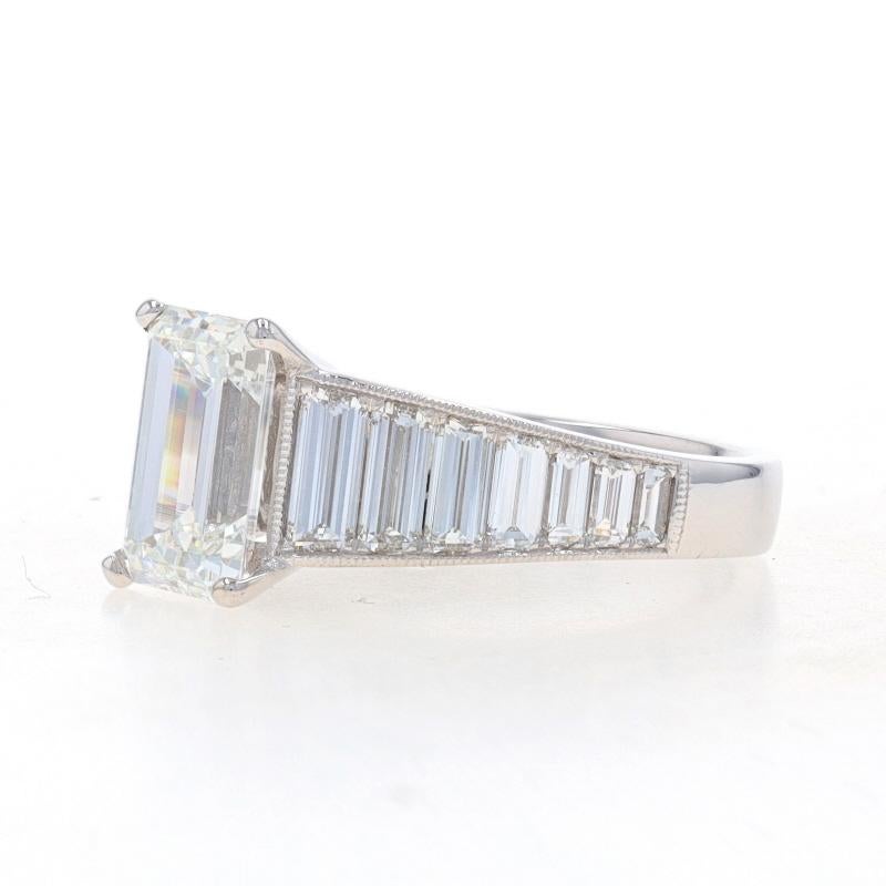 White Gold Diamond Ring - 18k Emerald Cut 3.65ctw GIA In New Condition For Sale In Greensboro, NC
